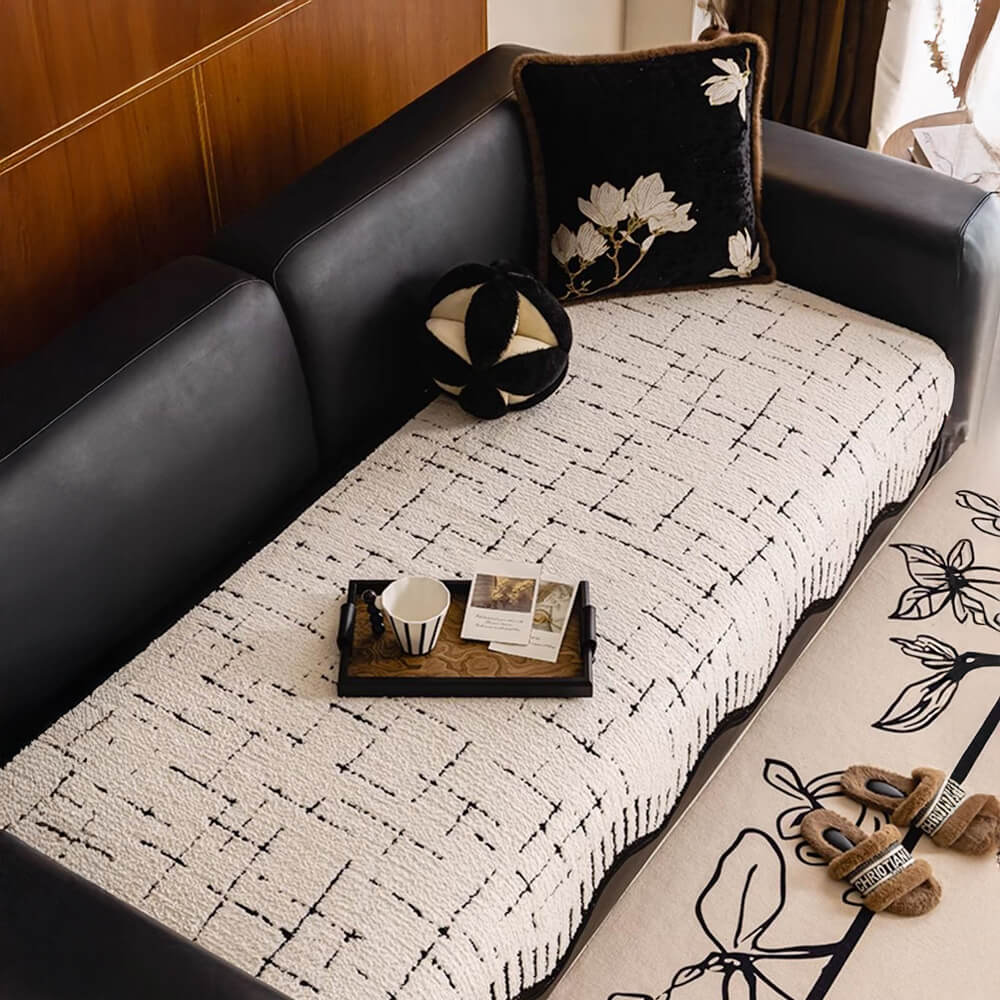 Housse de canapé en peluche épaisse et douce avec bords ondulés irréguliers - Image 11