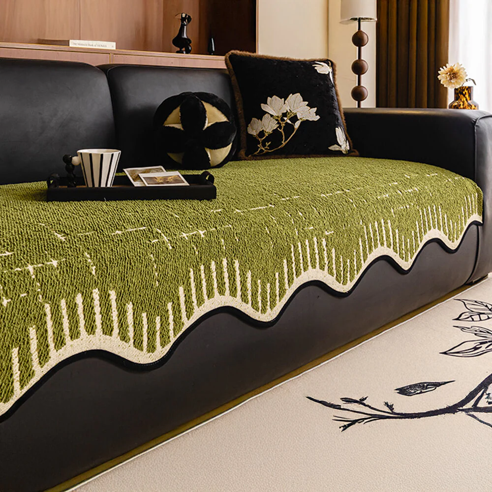 Housse de canapé en peluche épaisse et douce avec bords ondulés irréguliers - Image 8