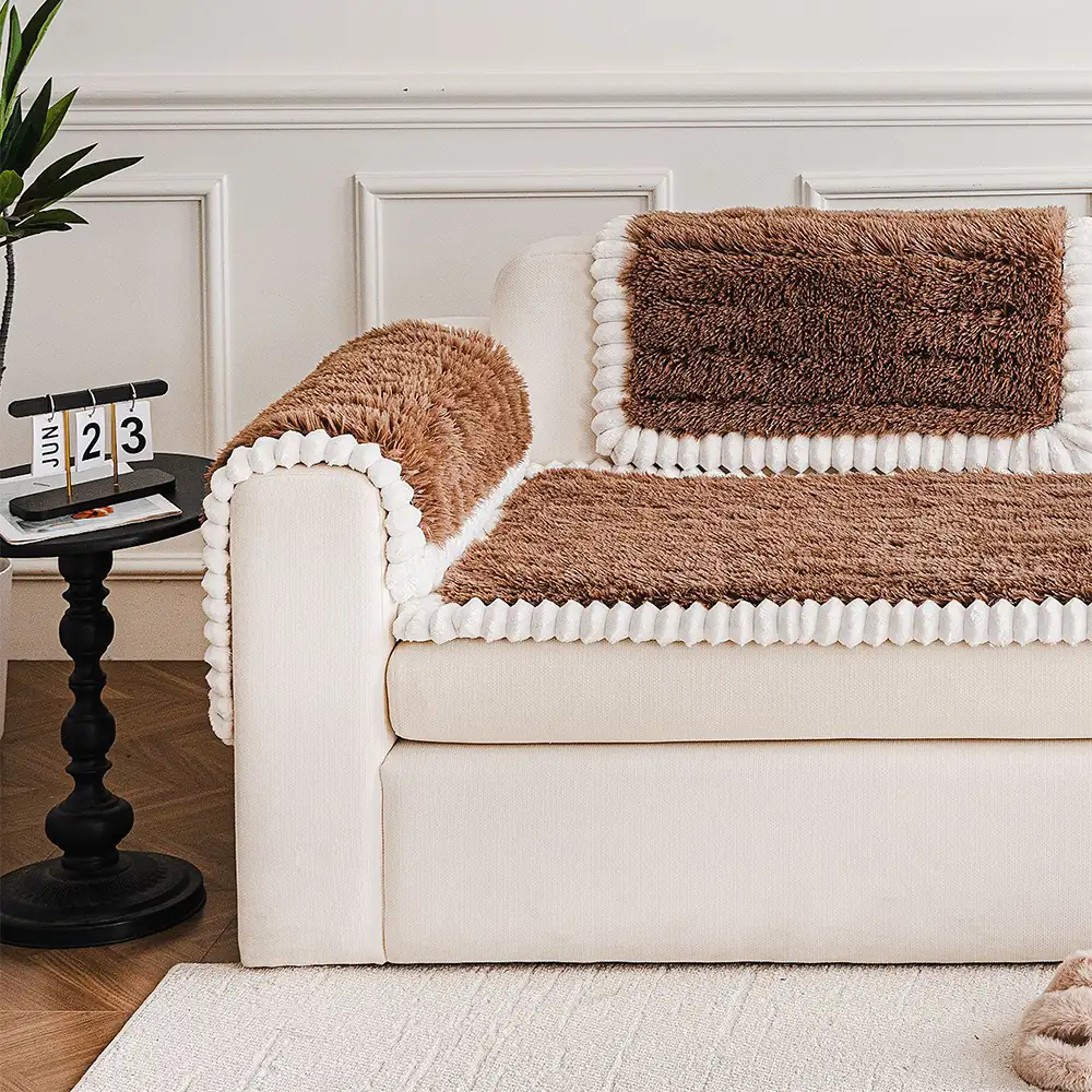Housse de canapé en peluche luxueuse épaisse confortable et antidérapante - Image 10