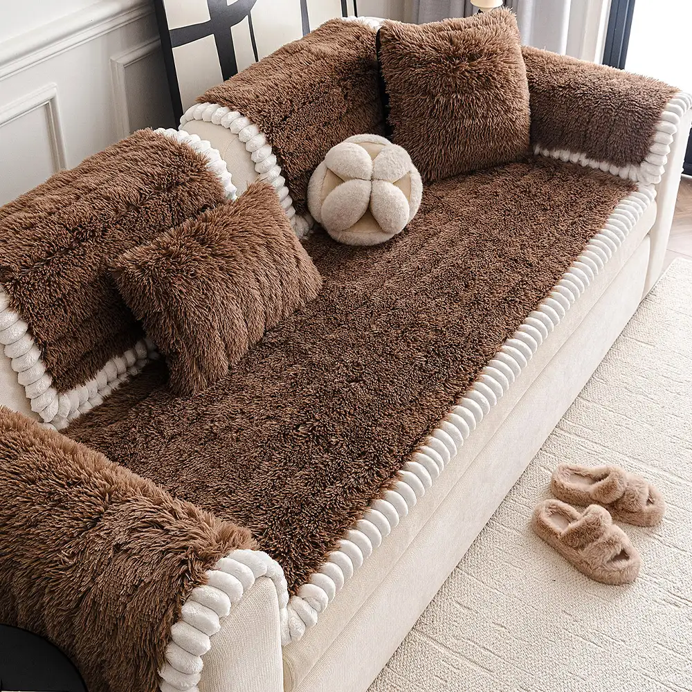 Housse de canapé en peluche luxueuse épaisse confortable et antidérapante - Image 11