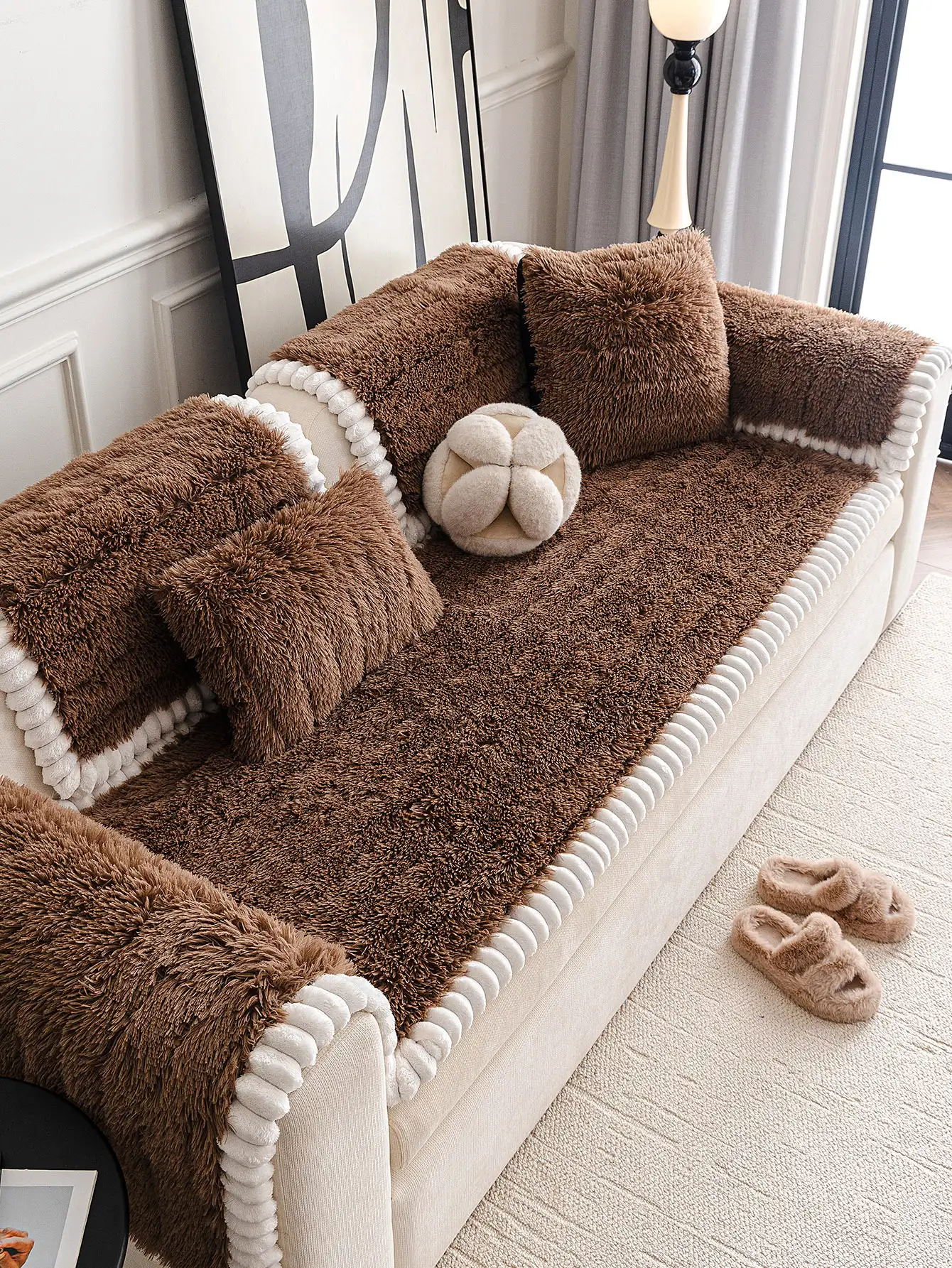 Housse de canapé en peluche luxueuse épaisse confortable et antidérapante - Image 12