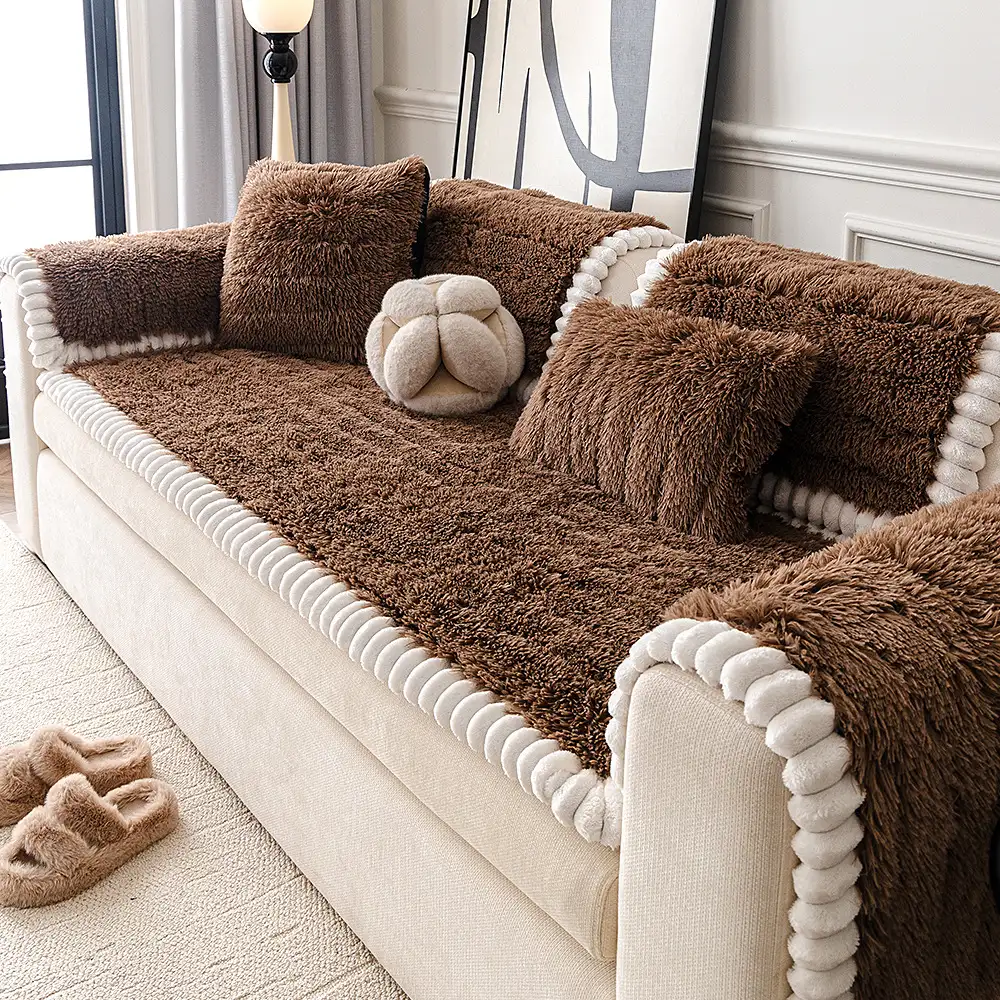 Housse de canapé en peluche luxueuse épaisse confortable et antidérapante - Image 2