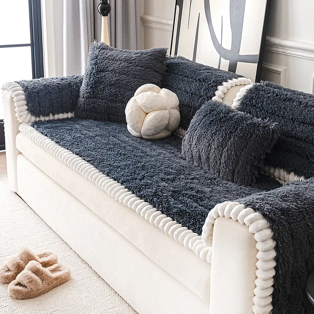 Housse de canapé en peluche luxueuse épaisse confortable et antidérapante - Image 3