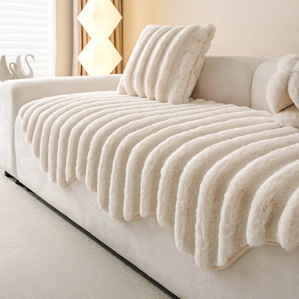 Housse de canapé en peluche moelleuse décorative pour protéger les meubles - Image 12