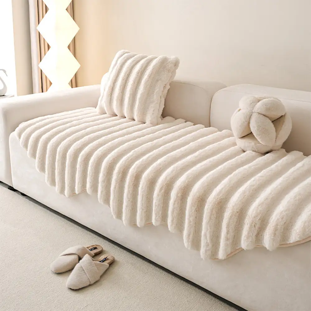 Housse de canapé en peluche moelleuse décorative pour protéger les meubles - Image 13