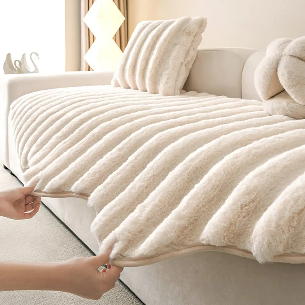 Housse de canapé en peluche moelleuse décorative pour protéger les meubles - Image 2