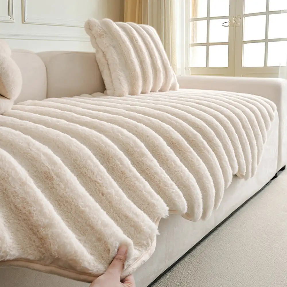 Housse de canapé en peluche moelleuse décorative pour protéger les meubles - Image 6