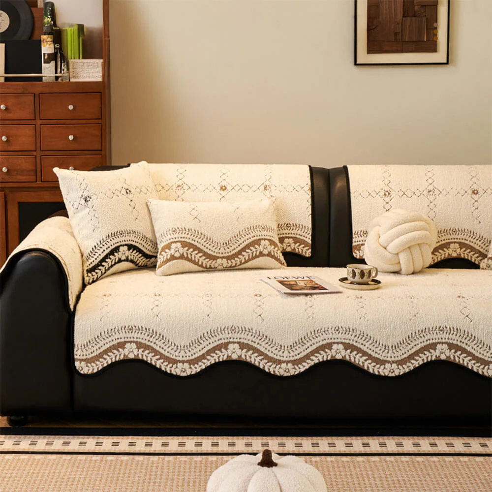 Housse de canapé en peluche motif ondulé résistante aux rayures - Image 3