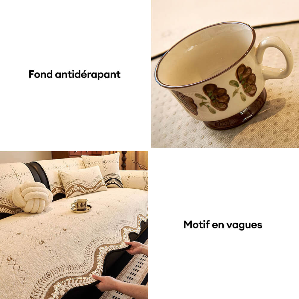 Housse de canapé en peluche motif ondulé résistante aux rayures - Image 6