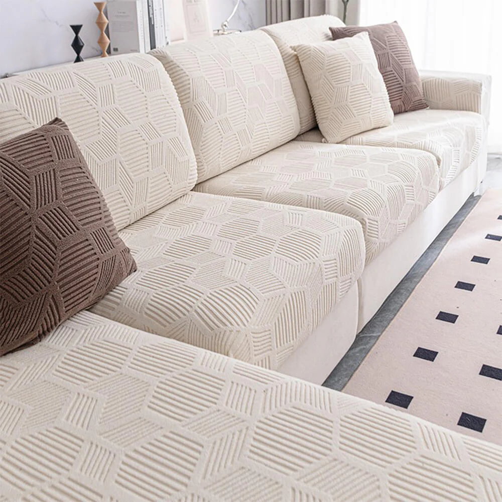 Housse de canapé d'angle extensible intégrale motif nid d’abeille déperlante - Image 9