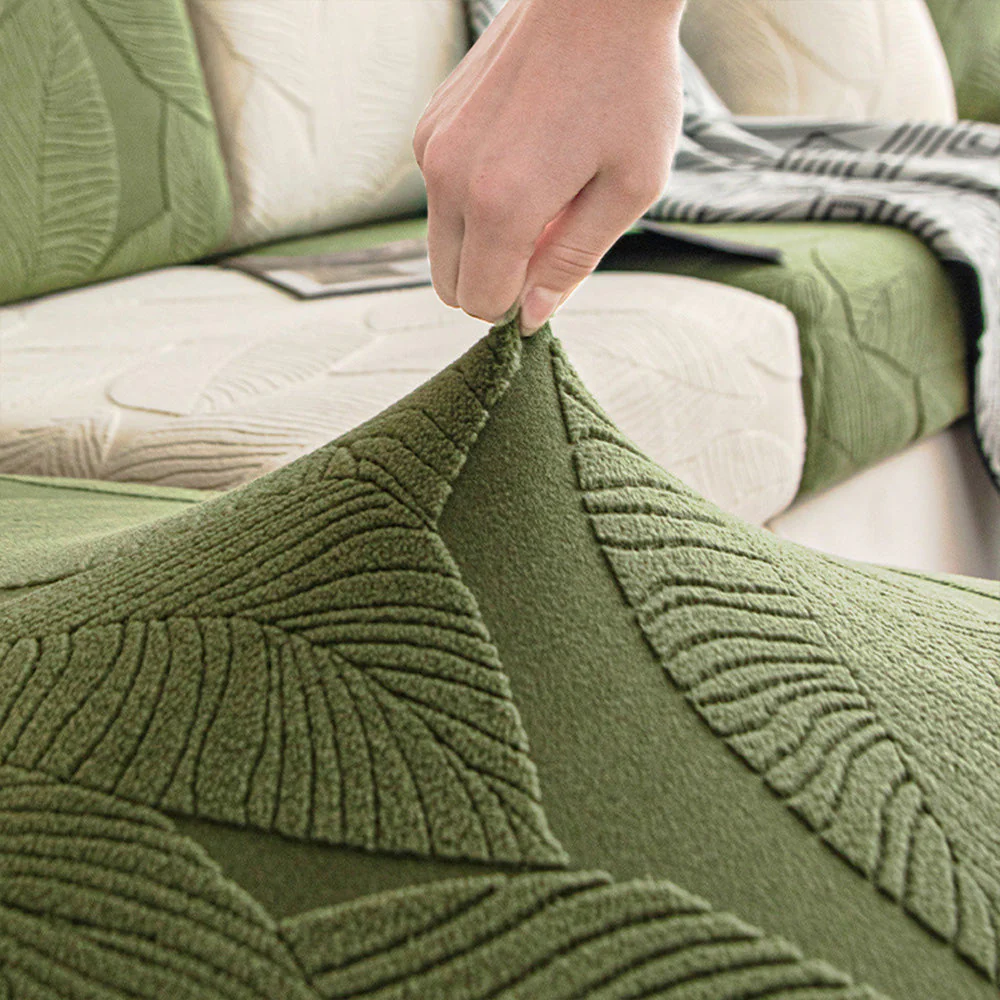 Housse de canapé d'angle extensible en jacquard feuilles moderne hydrofuge et anti-rayures - Image 11