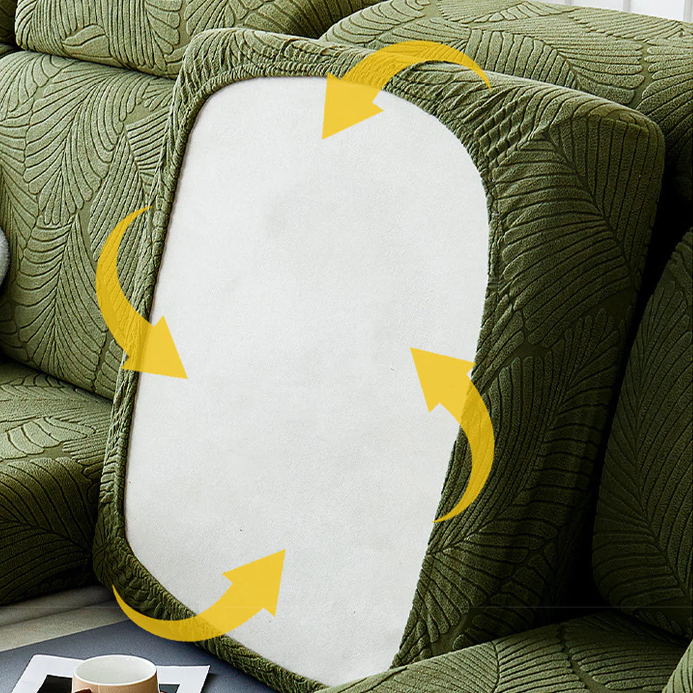 Housse de canapé d'angle extensible en jacquard feuilles moderne hydrofuge et anti-rayures - Image 8