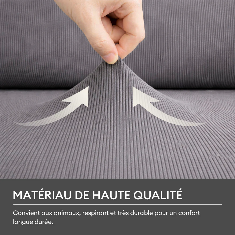 Housse de canapé d'angle extensible velours côtelé anti-rayures housse de canapé 3 places - Image 7