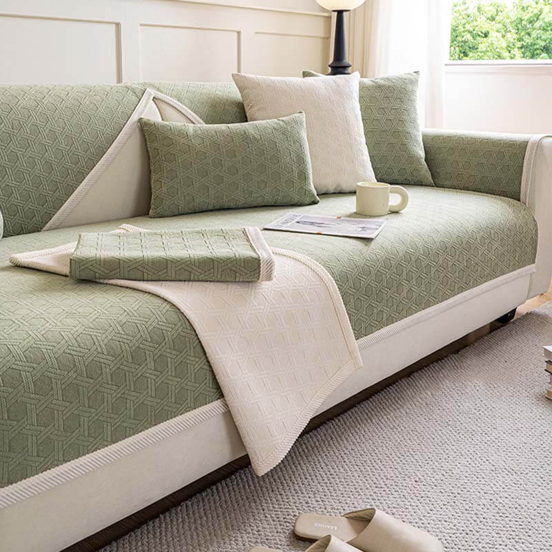Housse de canapé imperméable et résistante à l'huile en tissu chenille jacquard - Image 3