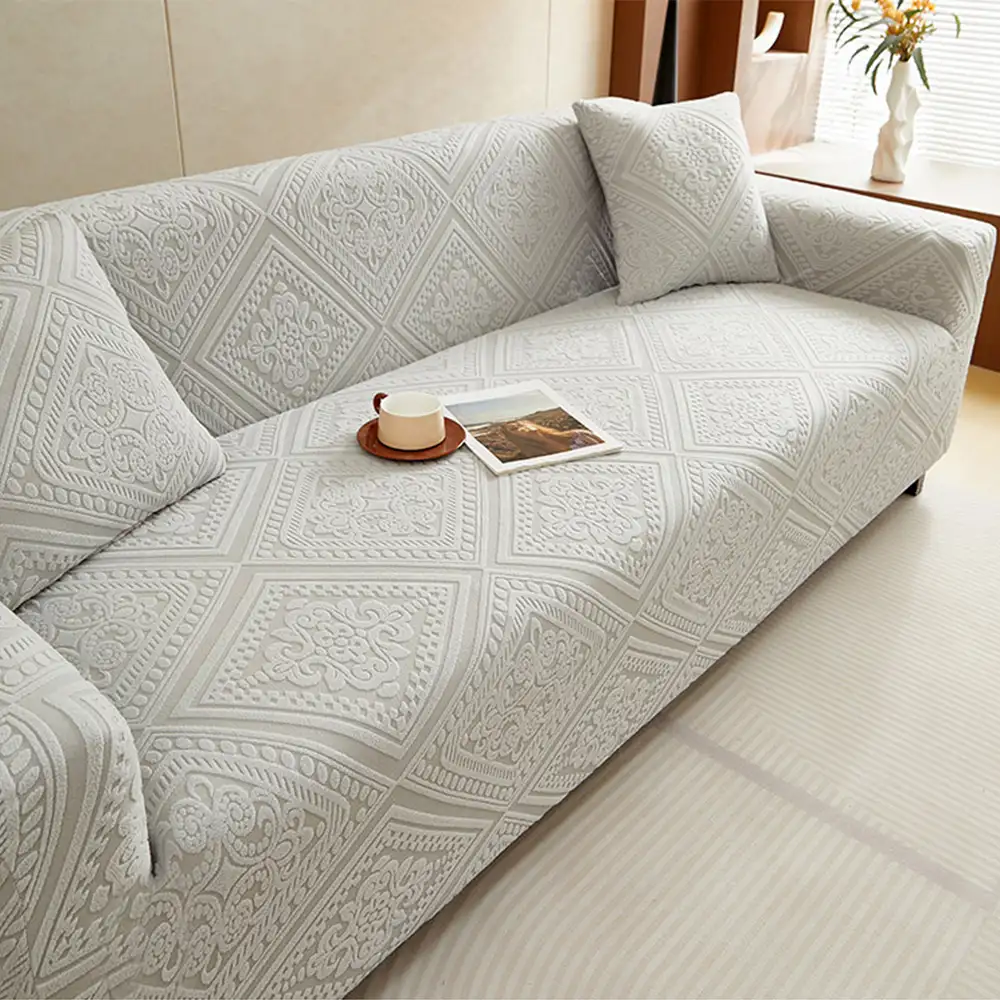 Housse de canapé extensible magique en jacquard rétro à motifs, protection intégrale.