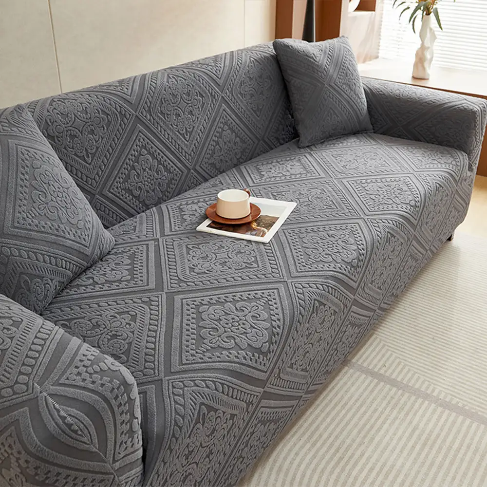 Housse de canapé extensible magique en jacquard rétro à motifs, protection intégrale. - Image 4