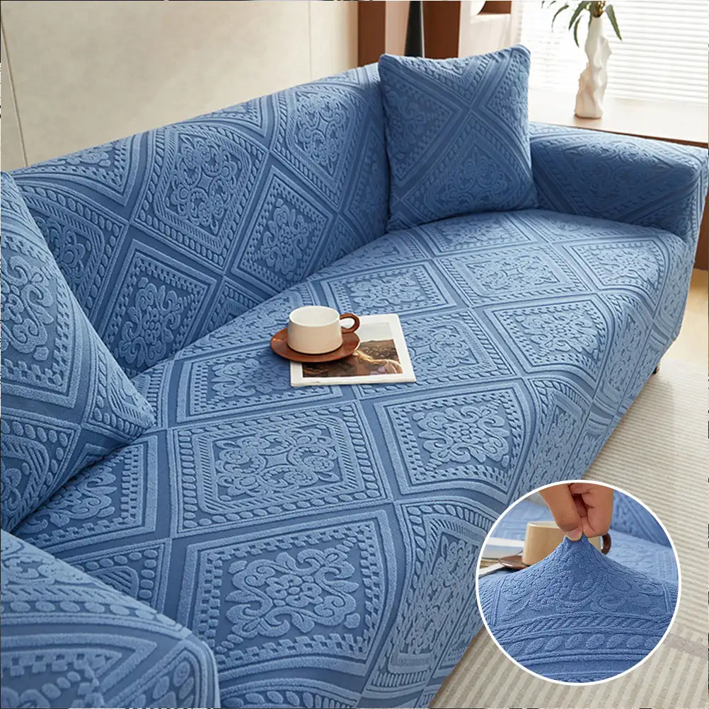 Housse de canapé extensible magique en jacquard rétro à motifs, protection intégrale. - Image 5