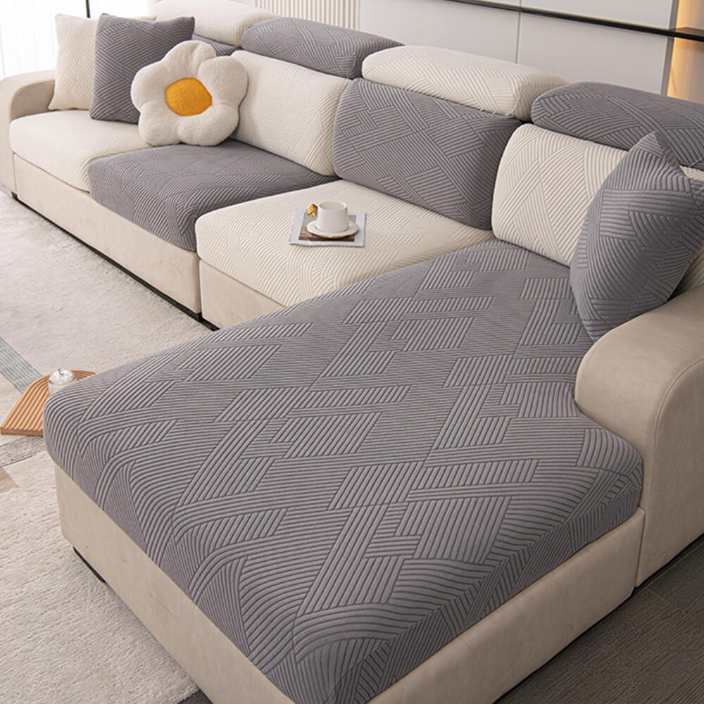 Housse de canapé d'angle extensible magique stretch pleine largeur motif géométrique moderne - Image 6