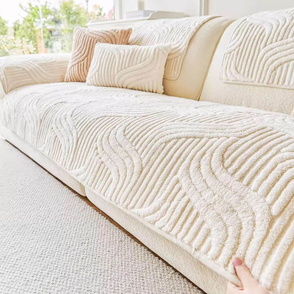 Housse de canapé moderne en peluche douce antidérapante motif géométrique - Image 10