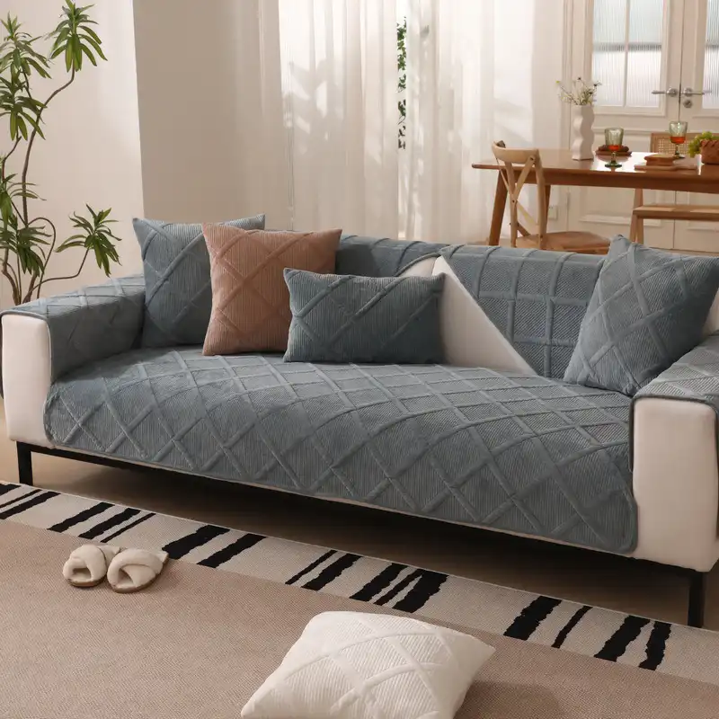 Housse de canapé moderne en velours doux en peluche courte - Image 3