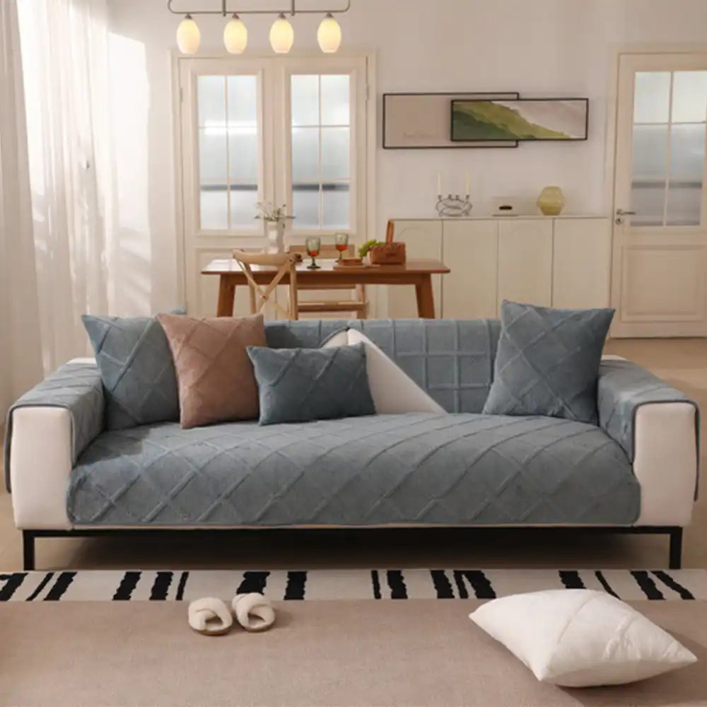 Housse de canapé moderne en velours doux en peluche courte - Image 9