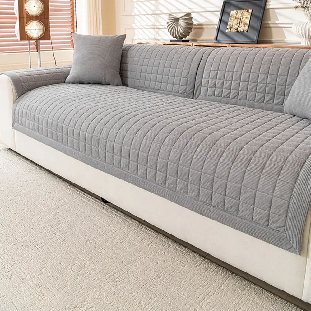 Housse de canapé quiltée carrée simple et confortable, anti-dérapante. - Image 11