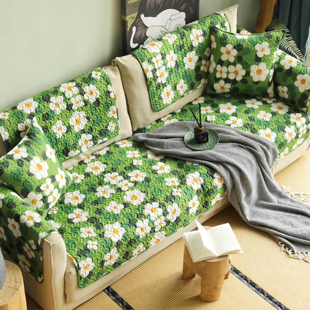 Housse de canapé super douce anti-griffures à motif floral - Image 3