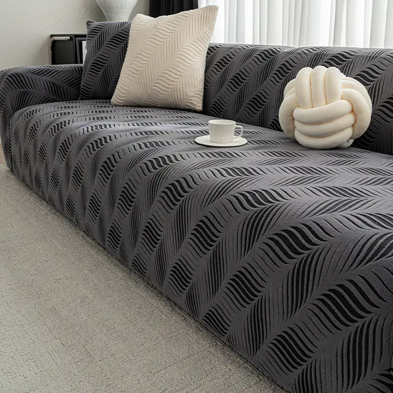 Housse de canapé extensible en jacquard polaire épais anti-rayures