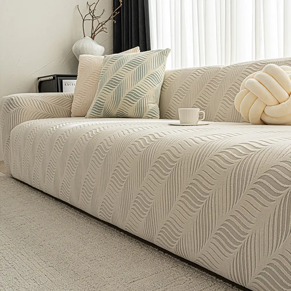 Housse de canapé extensible en jacquard polaire épais anti-rayures - Image 2