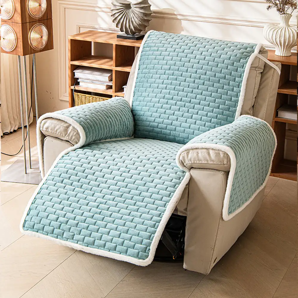 Housse de fauteuil de Canapé inclinable en peluche résistante aux rayures avec sangles élastiques - Image 11