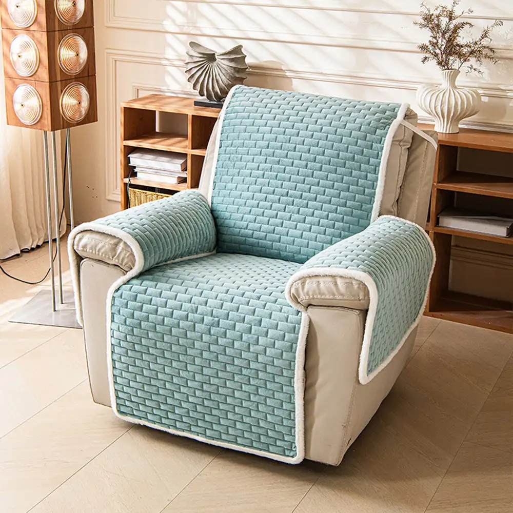 Housse de fauteuil de Canapé inclinable en peluche résistante aux rayures avec sangles élastiques - Image 12