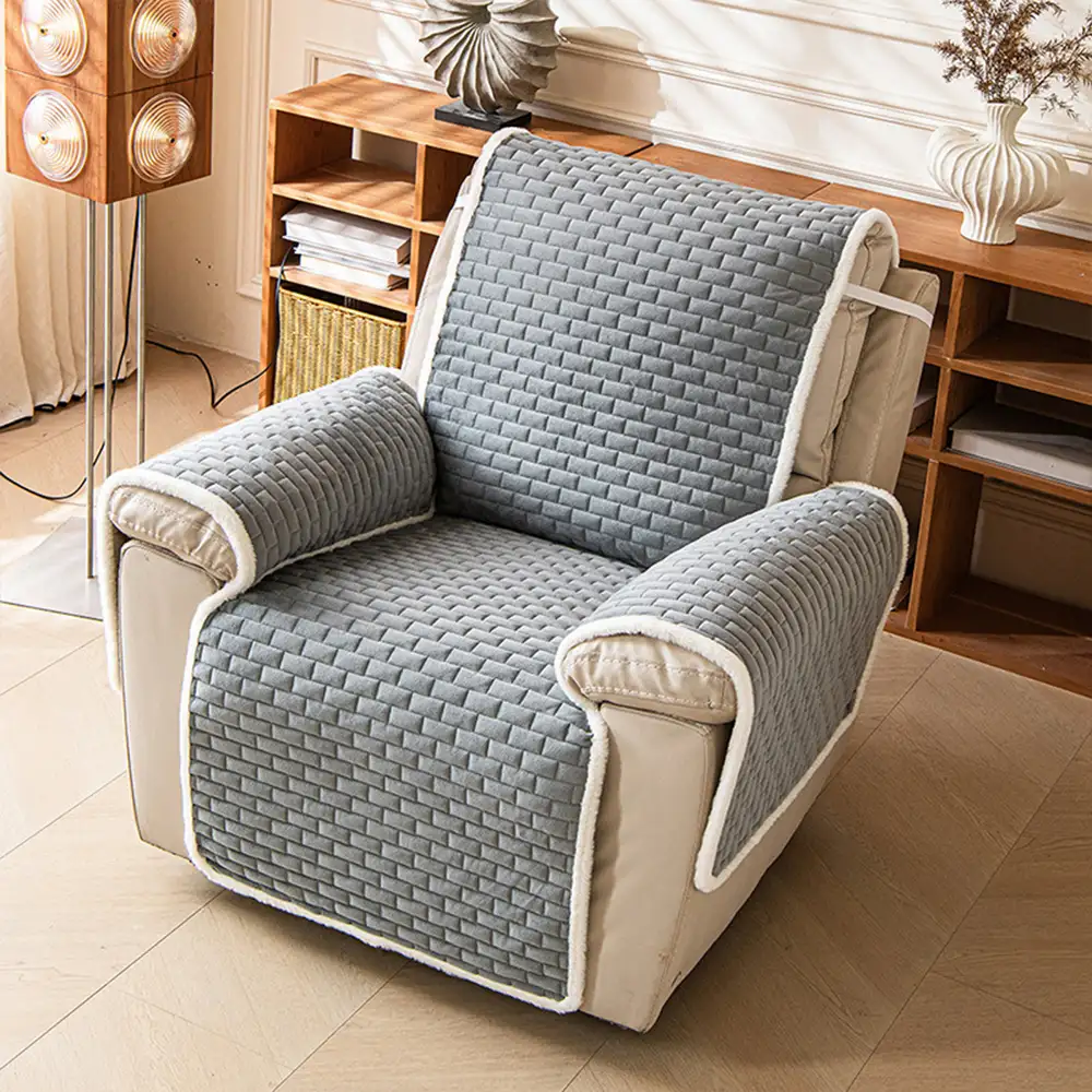 Housse de fauteuil de Canapé inclinable en peluche résistante aux rayures avec sangles élastiques - Image 2