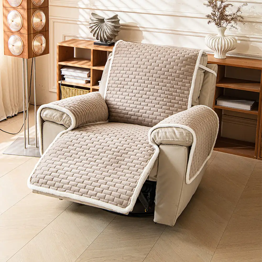 Housse de fauteuil de Canapé inclinable en peluche résistante aux rayures avec sangles élastiques - Image 6