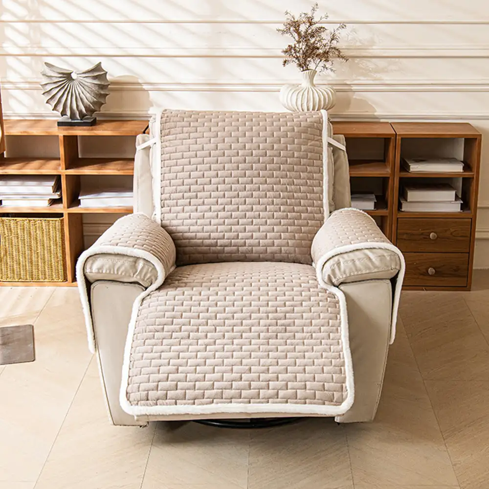 Housse de fauteuil de Canapé inclinable en peluche résistante aux rayures avec sangles élastiques - Image 7