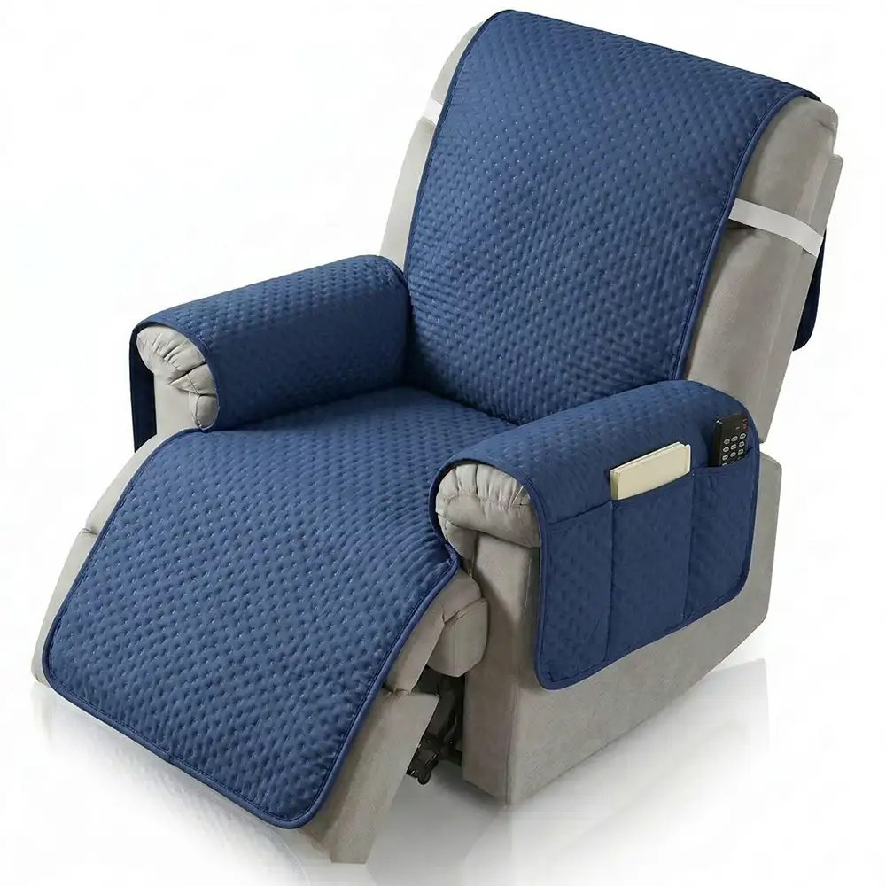 Housse de fauteuil de canapé inclinable uni déperlant avec sangles élastiques - Image 16