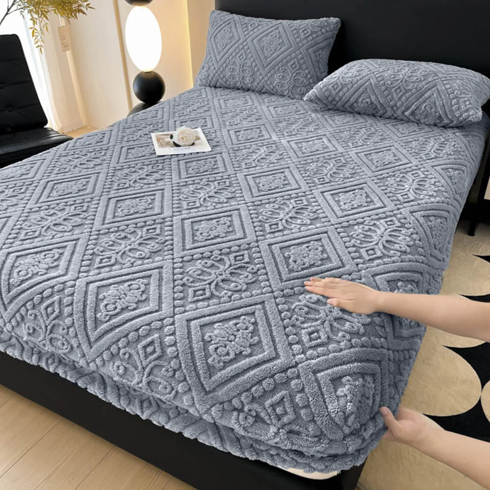 Housse de matelas en velours de lait chaud gaufré de style baroque - Image 2
