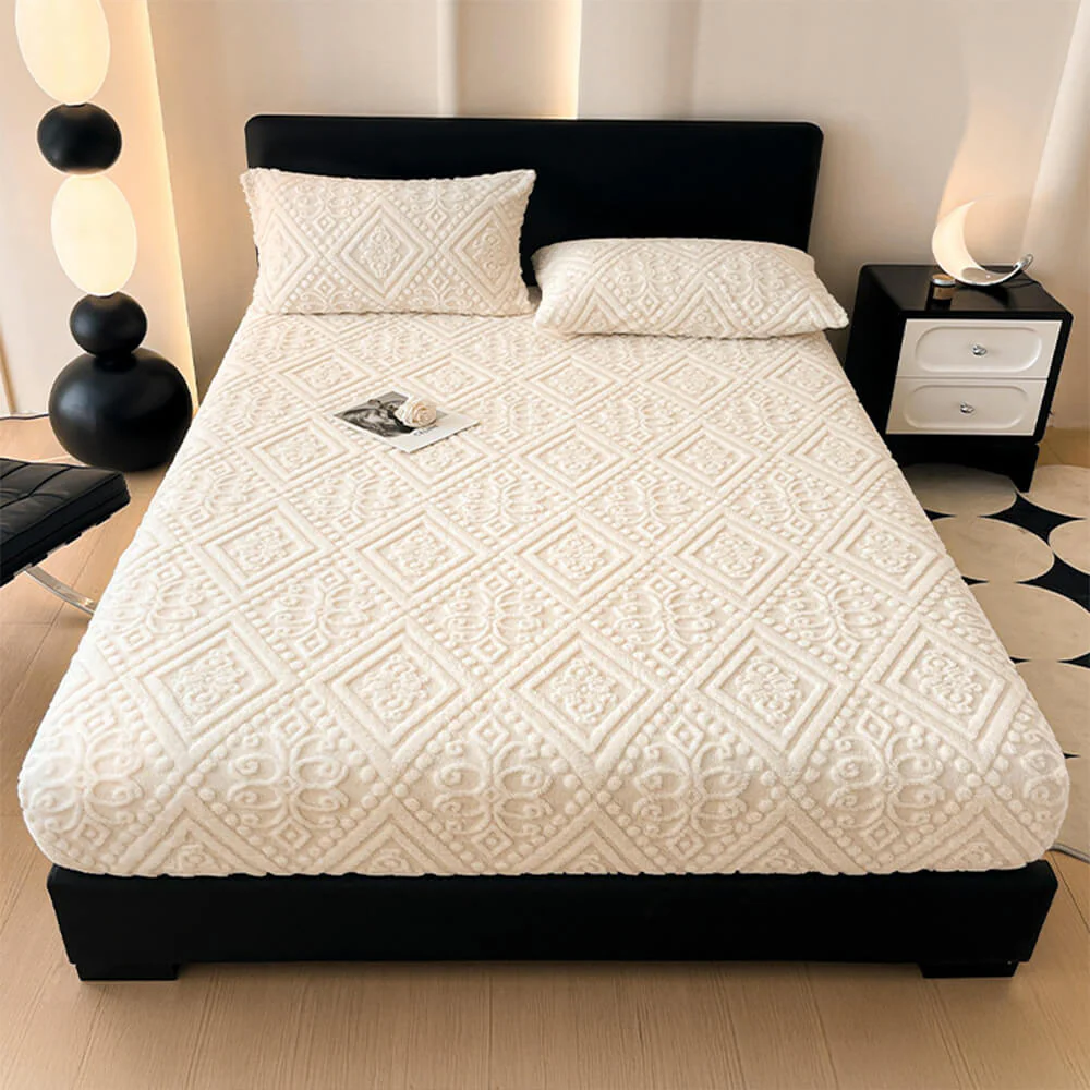 Housse de matelas en velours de lait chaud gaufré de style baroque - Image 3