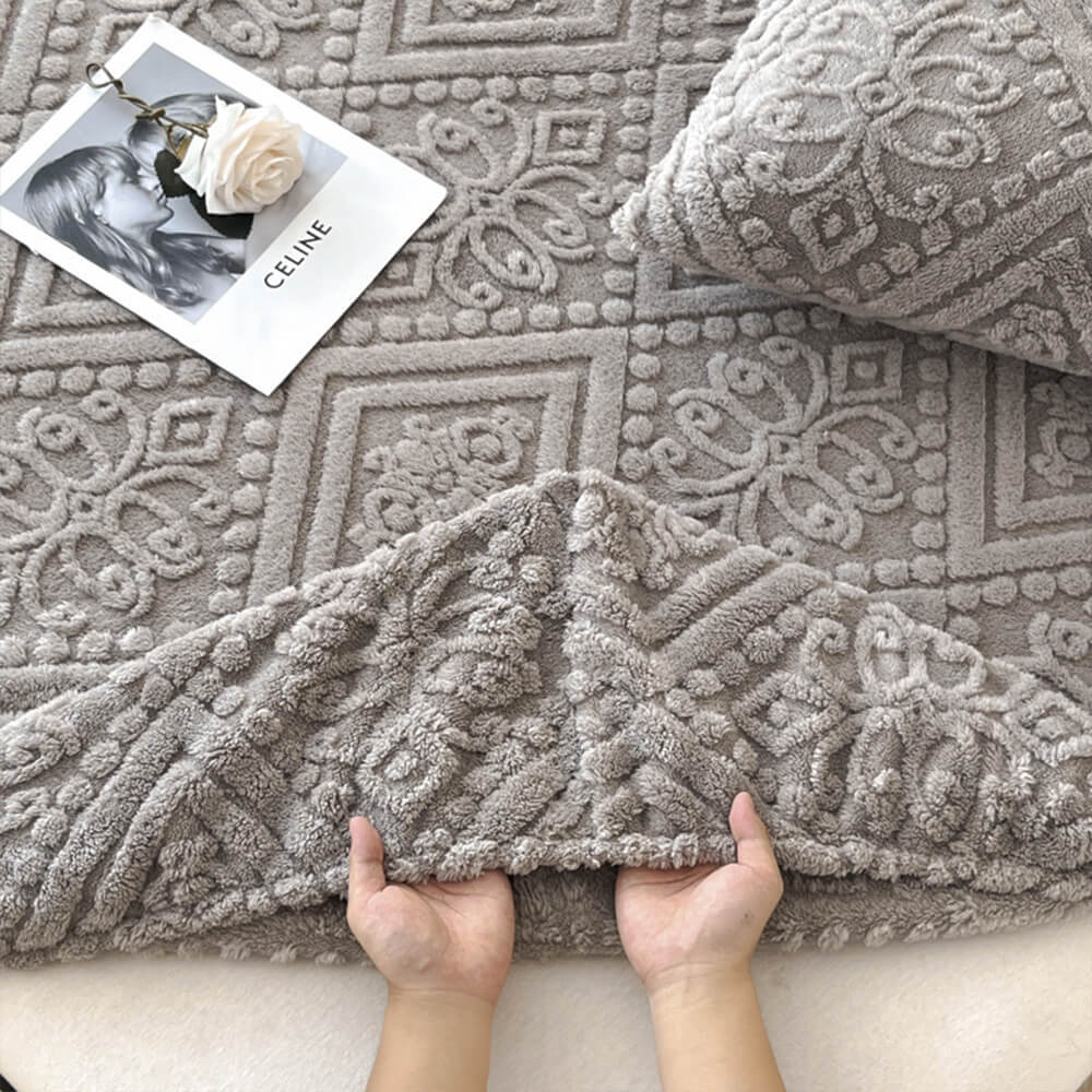 Housse de matelas en velours de lait chaud gaufré de style baroque - Image 6