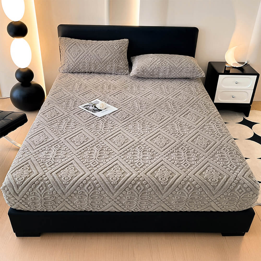 Housse de matelas en velours de lait chaud gaufré de style baroque - Image 7