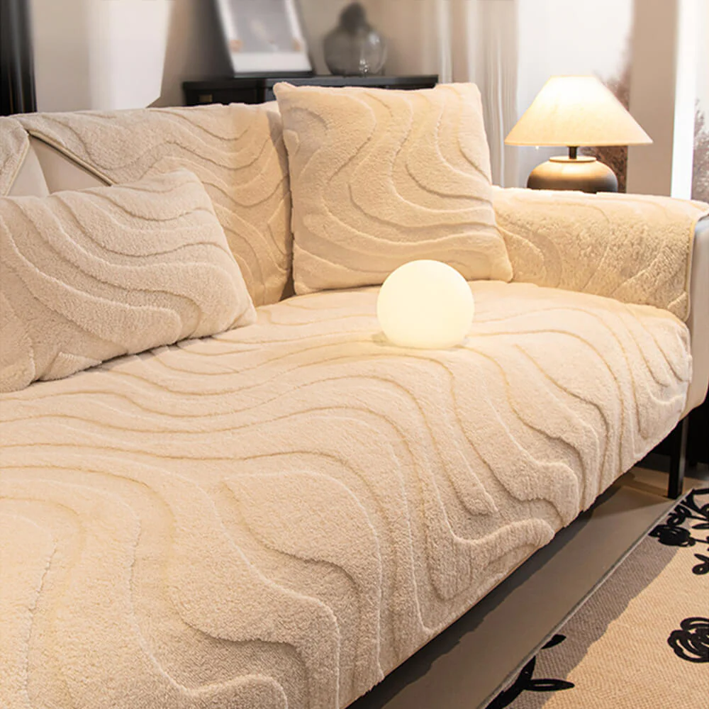 Housse de protection de canapé antidérapante en jacquard incurvé en peluche chaude - Image 18