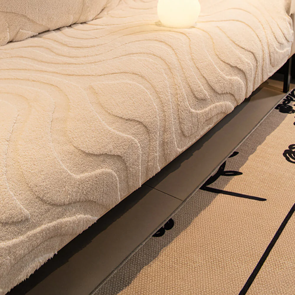 Housse de protection de canapé antidérapante en jacquard incurvé en peluche chaude - Image 19