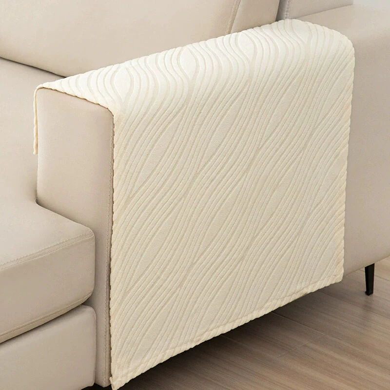 Housse de protection de canapé douce pelucheuse et antidérapante avec coussins repose-bras - Image 4