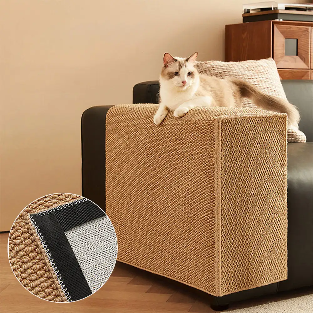 Housse de protection pour accoudoirs de canapé résistante aux griffes en sisal faux pour chats - Image 3
