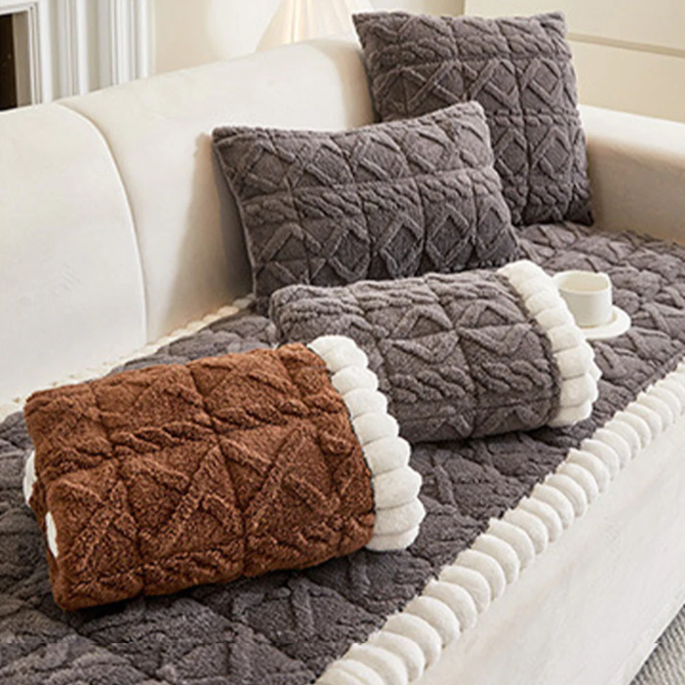 Housse de protection pour canapé carrée en peluche douce antidérapante - Image 10