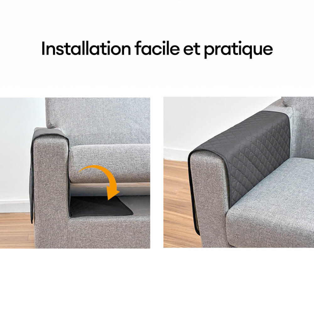 Housse de repose-bras de canapé anti-rayures en chenille avec porte-revues - Image 3