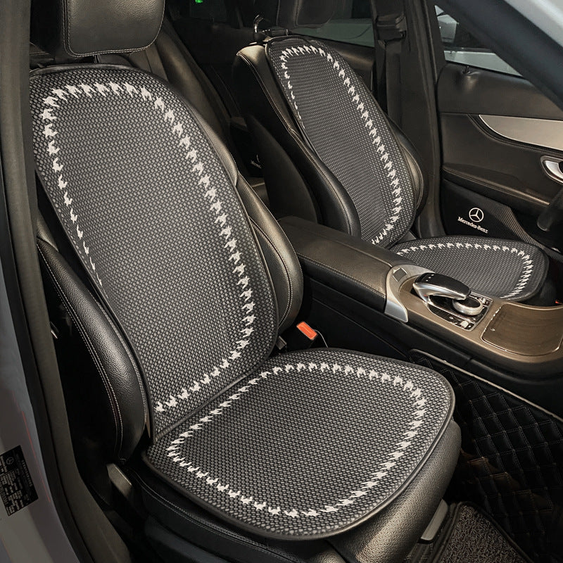 Housse de siège de voiture en maille respirante à damier de luxe ensemble complet - Image 12