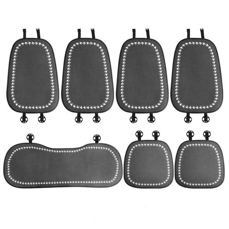 Housse de siège de voiture en maille respirante à damier de luxe ensemble complet - Image 13
