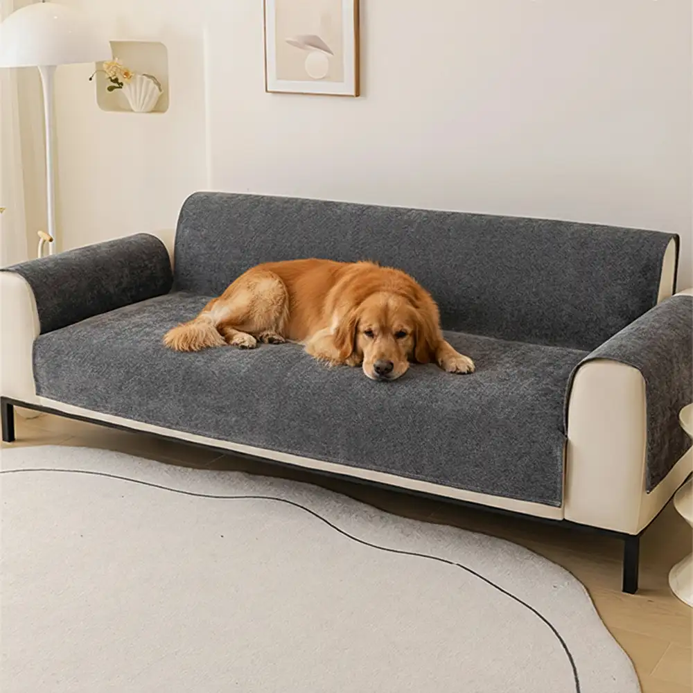Housse fauteuil de canapé 3 places en chenille résistant aux rayures, durable, déperlant et antidérapant. - Image 10