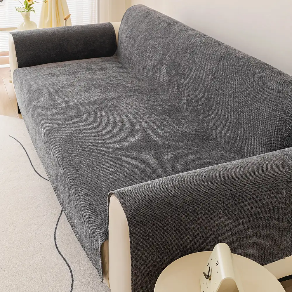 Housse fauteuil de canapé 3 places en chenille résistant aux rayures, durable, déperlant et antidérapant. - Image 16