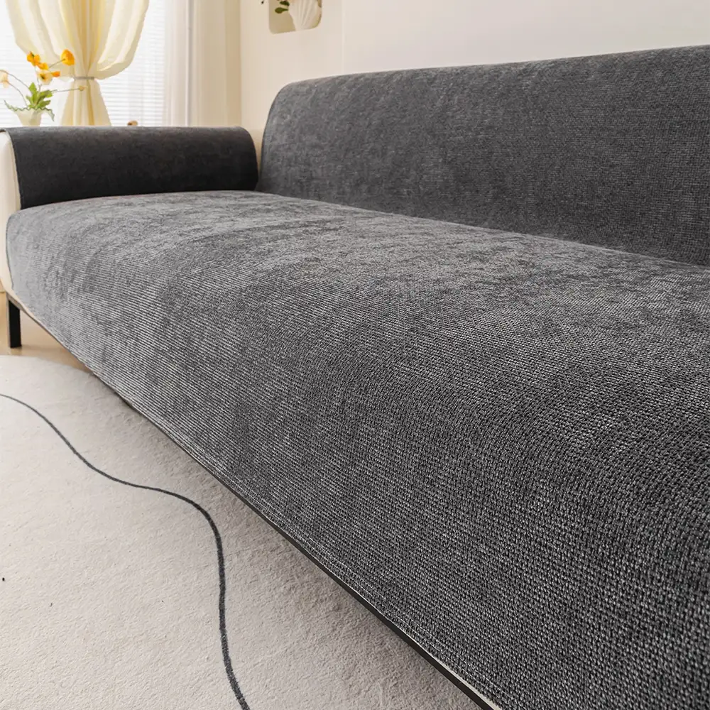 Housse fauteuil de canapé 3 places en chenille résistant aux rayures, durable, déperlant et antidérapant. - Image 9